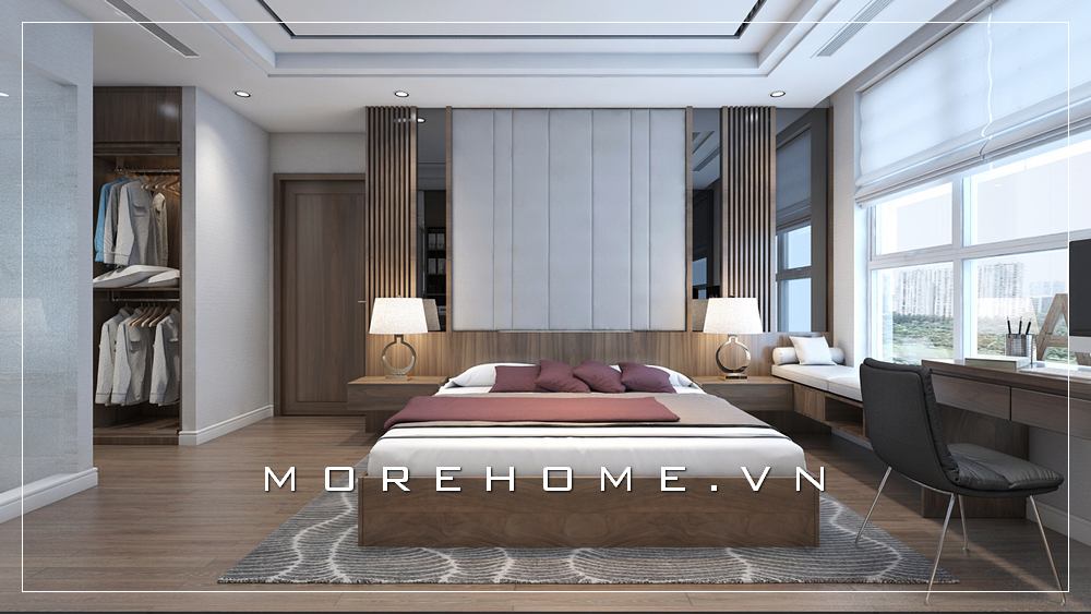 Trang trí nội thất phòng ngủ chung cư hiện đại và cao cấp với chất liệu gỗ mang lại cái nhìn sang trọng